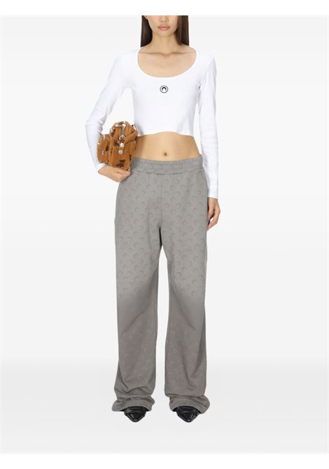 moon logo jersey ls roundneck top woman white MARINE SERRE | WTT033ACJER0011WH10